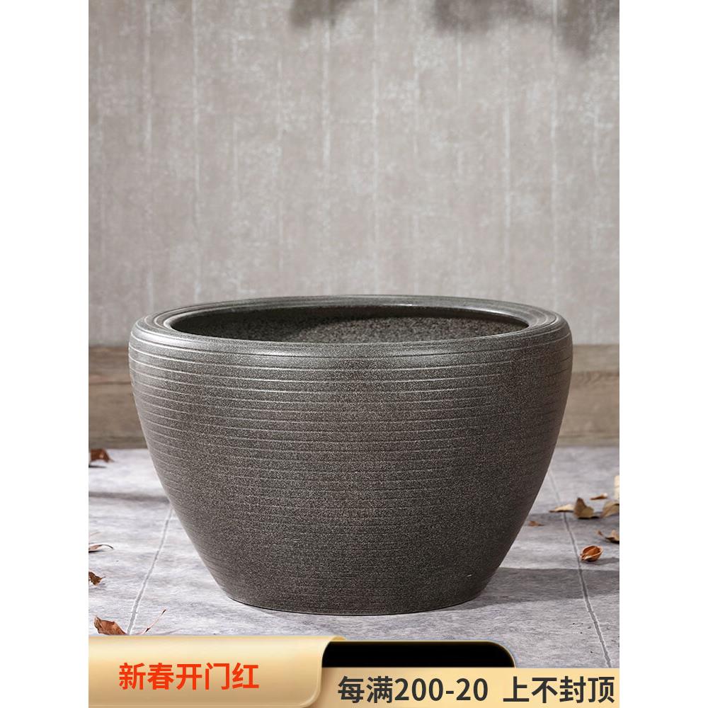 古法鱼缸陶瓷生态养鱼缸阳台小水池庭院老式大水缸大号睡莲荷花缸
