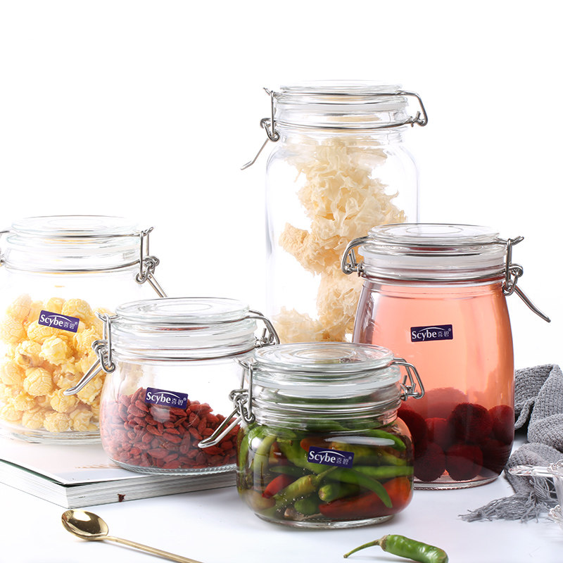防漏水透明无铅玻璃密封罐杂粮储物罐可叠加玻璃罐子厨房收纳瓶罐
