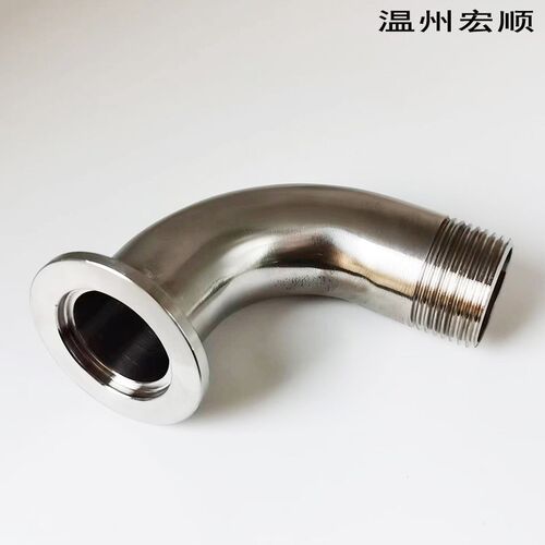 包邮304不锈钢90度真空KF弯头外丝卡盘 卫生级卡箍丝扣外螺纹弯管