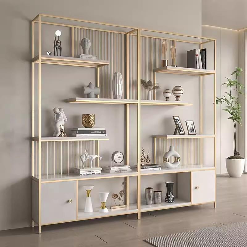 现代办公室落地收纳书架展示架简约客厅靠墙铁艺多层柜隔断置物架