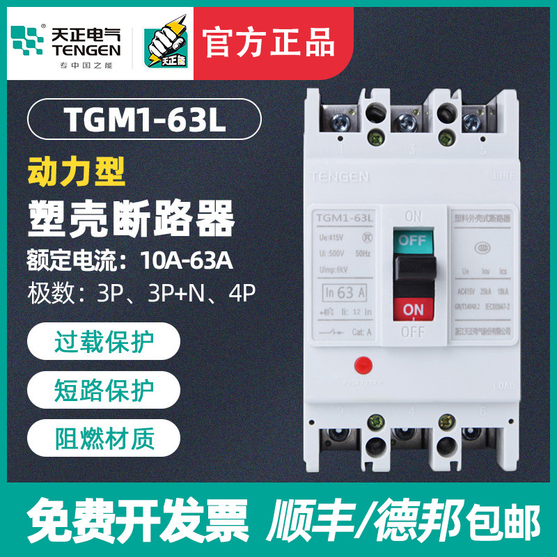 TENGEN天正 TGM1-63L/33002 63A塑壳断路器电动机保护开关动力型