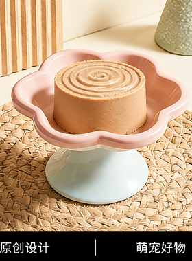 DREAM CAT陶瓷猫碗浅口护颈猫罐头碗平底防打翻防黑下巴高脚粮碗