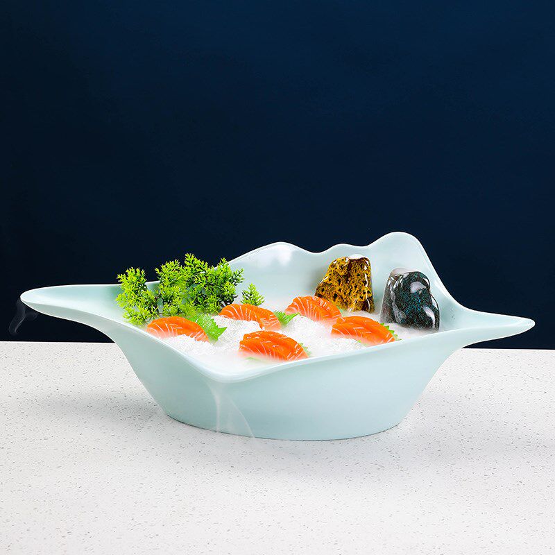 日式刺身盘高端赤身料理盘创意海鲜拼盘餐具三文鱼专用盘密胺冰盘
