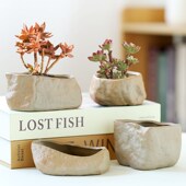 多肉花盆陶瓷特价 清仓透气粗陶小盆栽素烧绿植物大号老庄盆器拼盘