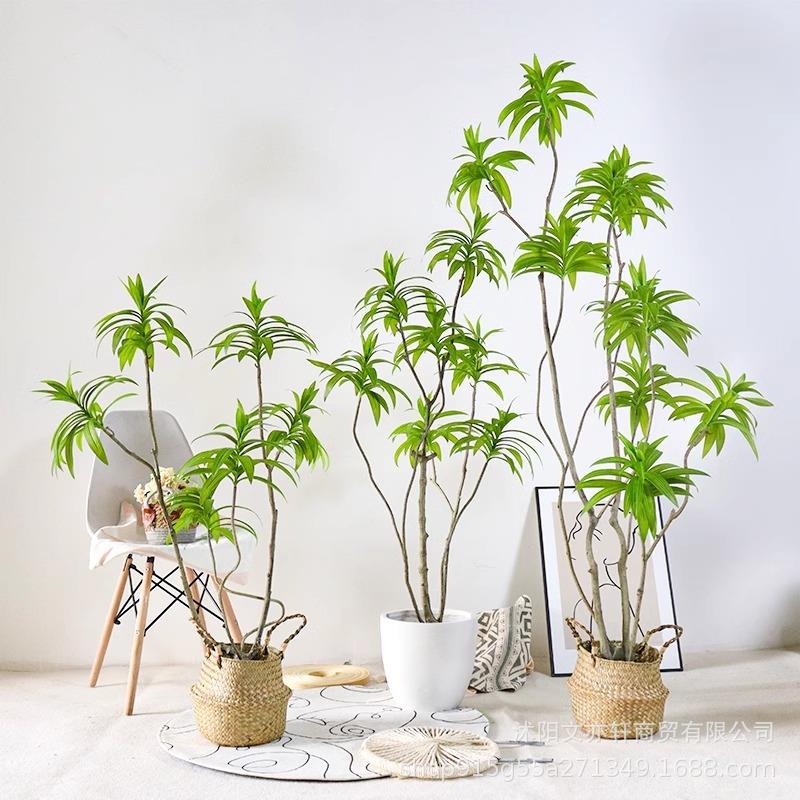 大型假绿植物落地盆栽客厅室内装饰摆件造景仿真绿植百合竹
