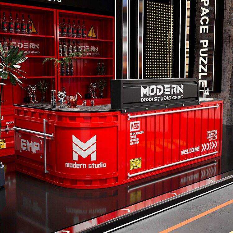 工业风酒吧吧台收银台清吧烧烤店集装箱商用健身房复古前台接待台