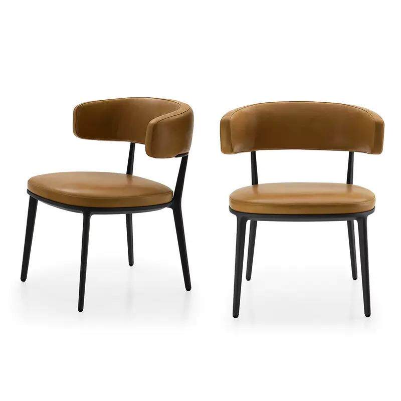 意式轻奢家用餐椅简约现代客厅软包休闲书桌椅设计师靠背椅子