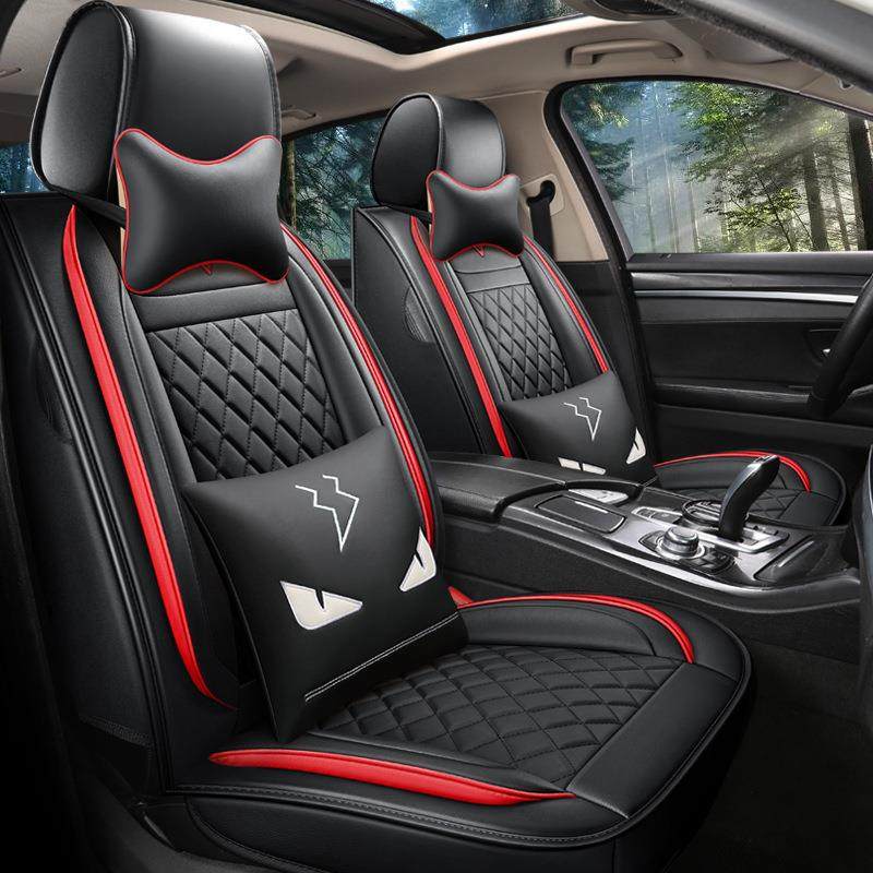 适用于汽车座套起亚K3K2K5智索兰托全包恶魔全皮菱格卡通汽车坐垫