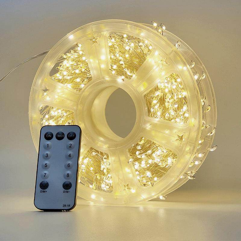 新款2025大灯珠圣诞树装饰灯30米1000灯铜线鞭炮灯工厂