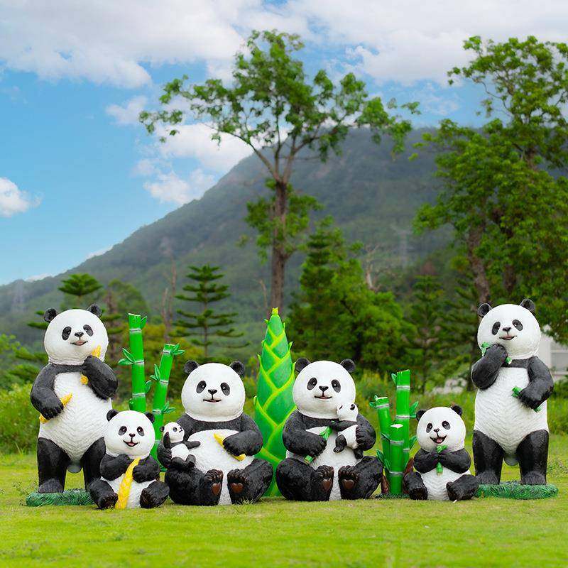 仿真大熊猫雕塑户外花园林景观公园售楼处草坪装饰玻璃钢动物摆件