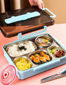 304不锈钢分格餐盘便携分隔型便当EFSS-N010(筷勺+汤碗)