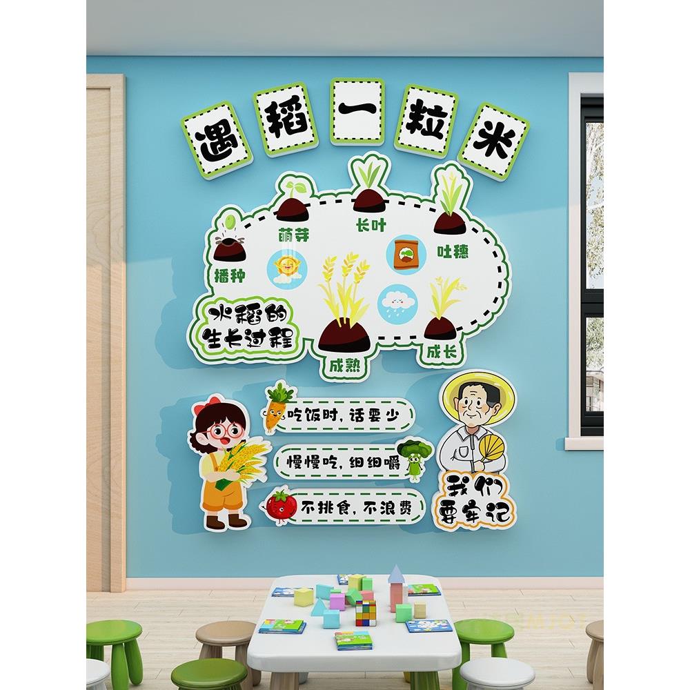 保育谷物墙贴幼儿园环保创新主题关怀食堂文化小餐桌餐厅布局光盘