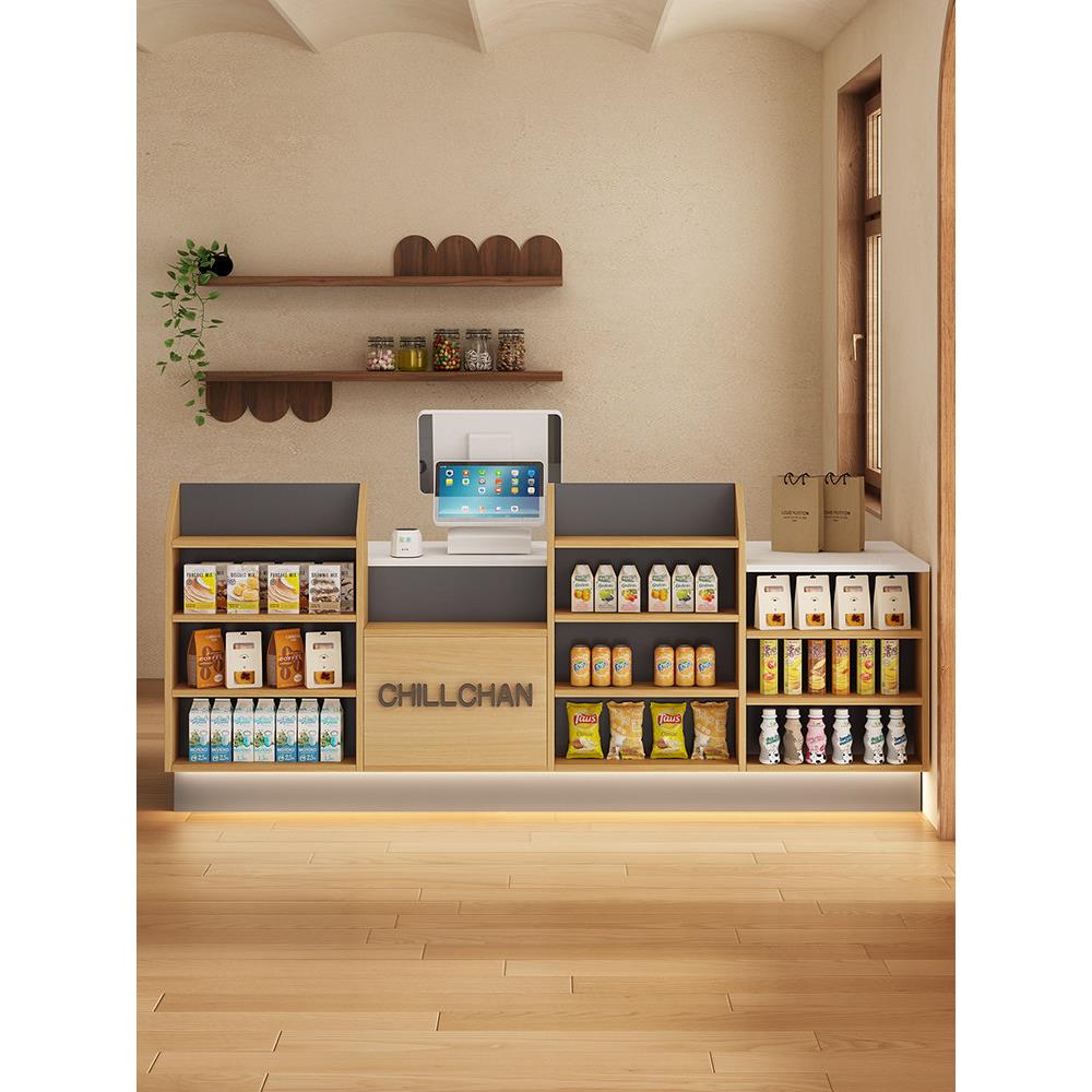 超市收银台吧台店铺小型柜台便利店展示架一体桌奶茶店前台接待台