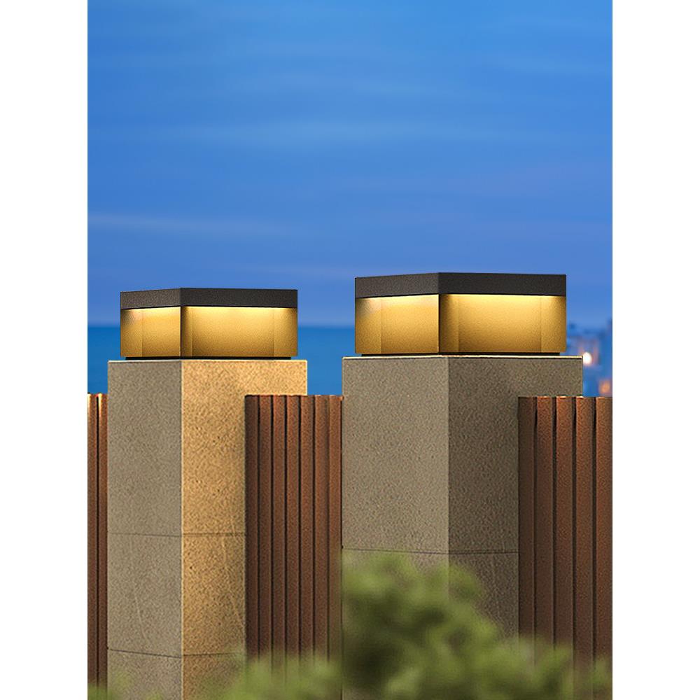 2025新型太阳能柱灯室外防水庭院室外房屋护栏门柱两侧门柱灯