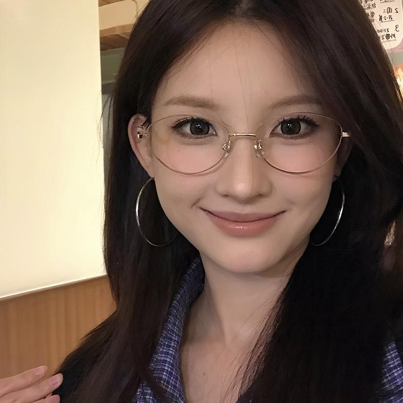 roonz茸仔同款小框金丝猫眼眼镜女近视可配度数高智感素颜眼睛框