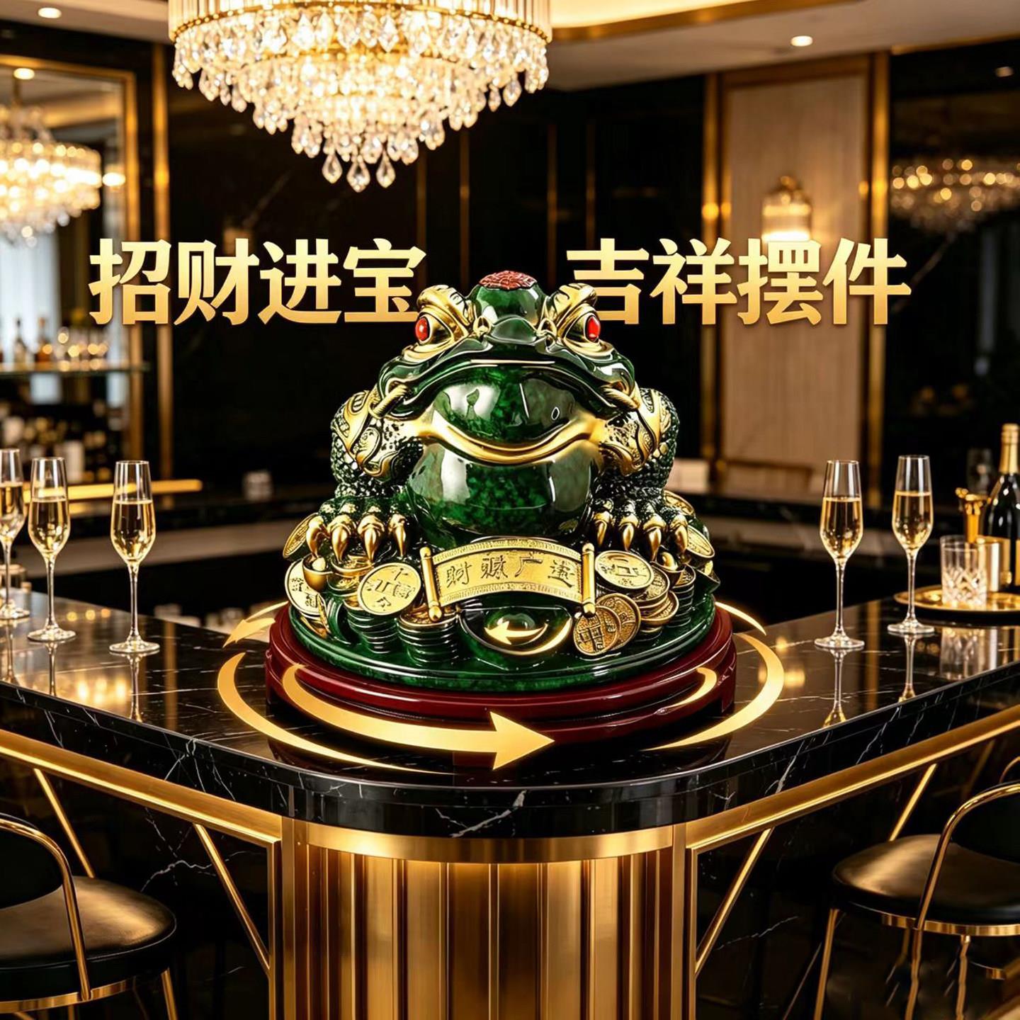 招财大号金蟾摆件客厅办公室旋转三足蟾蜍店铺开业收银柜台乔迁送