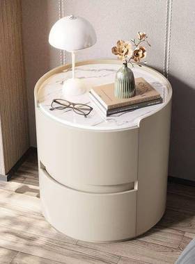 圆形床头款柜超小茶几可新轻代奢51921床边柜奶油风简约现小巧卧