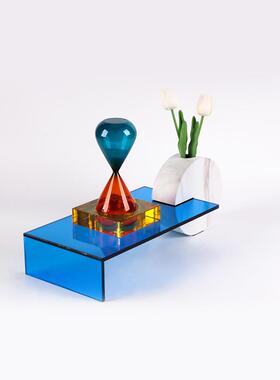 力新中式创意圆形仿大理石花器关亚克客托盘样板房间厅ILJ玄软装