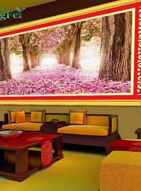 布飞精准15204印樱树花十字绣樱树下青的婚礼卧浪漫爱情室背景有