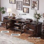 全实木电视柜式 复桃古36040乡村厅黑胡木收纳储物柜家客用靠墙落