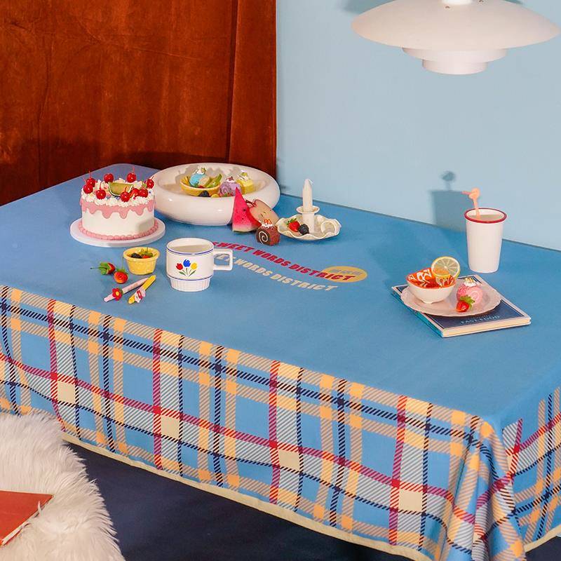 A6L艺款术家合作F76S977T美式复格古子学生桌饰布茶几布书桌装防