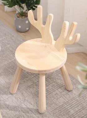 厂家直鹿兔销实木a117小凳子通茶几凳儿童靠卡背椅动物凳创意小实