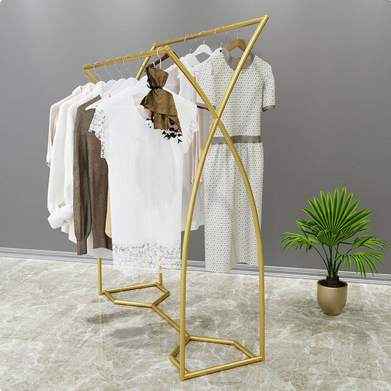 服装店落地中岛双排双杠展示架