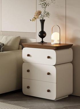 免室安装床头柜中古收奶油风小型床边简约家用现代新柜87877款卧
