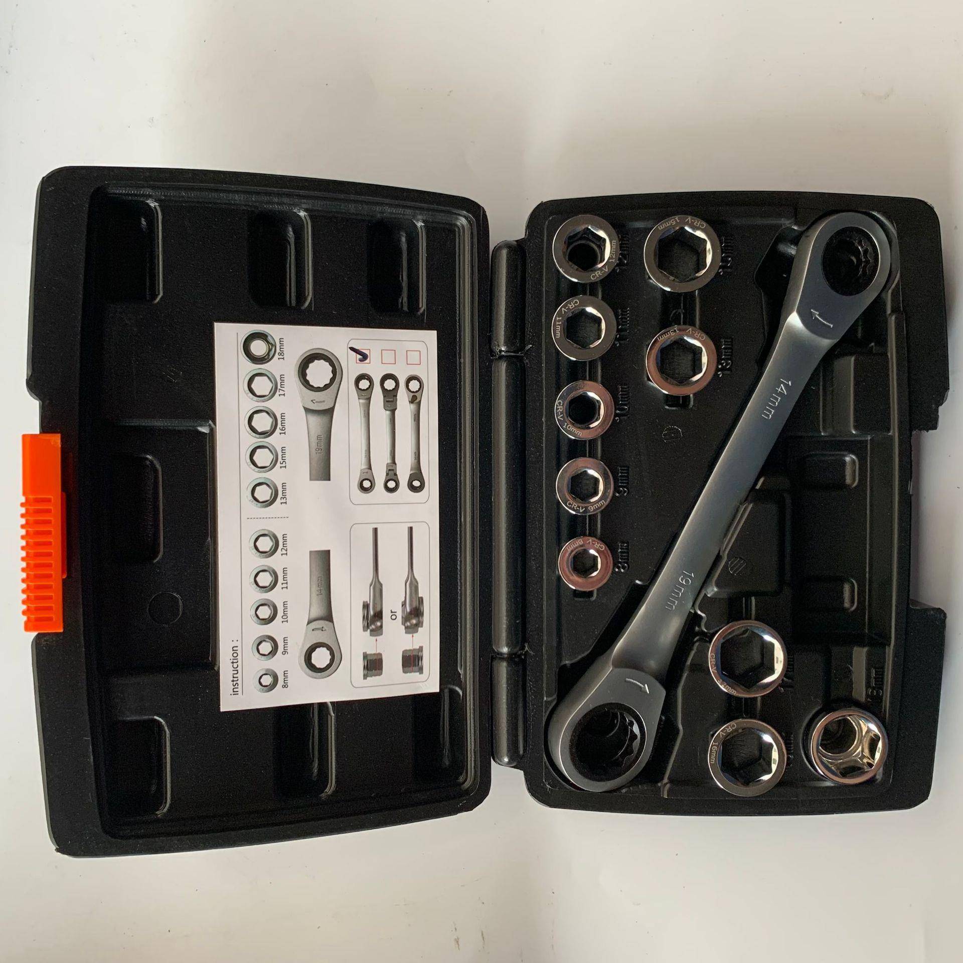 双头棘轮扳手11套装扳72m齿变SDD径换头活头省力快4速手8-1-17-19