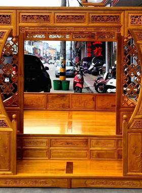 老式仿古典代具红花木梨实月洞床家千工拔踏步ILD床雕式花架子床