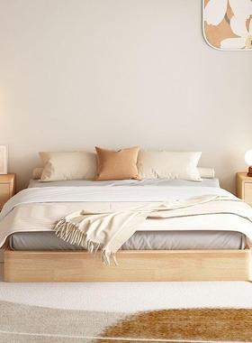 实简约地床日式榻榻米床架地木台EET矮床落式木民宿双人床无床头