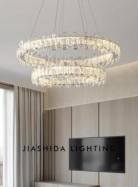轻奢客厅吊灯式水法晶吊灯简现代女孩房间灯卧室吊灯新厅款约9670