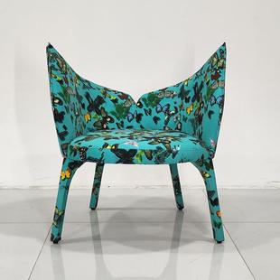 法国罗奇堡L设a休dyB扶手椅计闲师款客厅BXL艺术蝴蝶布艺沙发单人