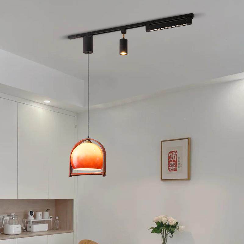 餐厅伸吊灯中古风可古移动日缩轨道饭厅灯233式复名宿茶室吧台LED