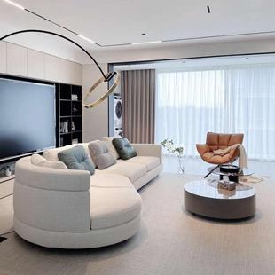 设计师款 GDP型极简异轻形转角意艺 半圆弧形布艺沙发大小户客厅式