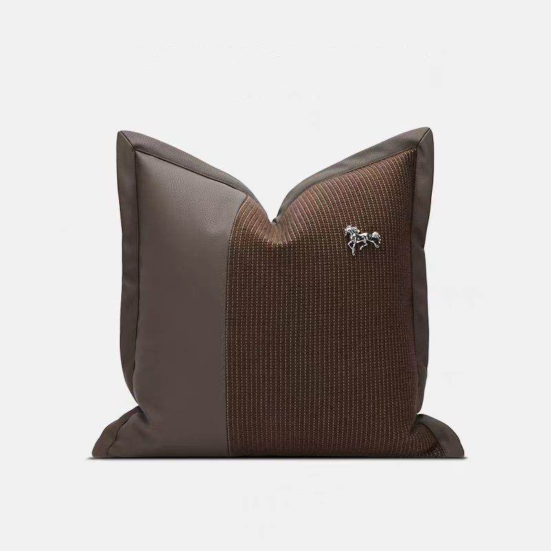 房UET样板酒抱枕轻奢简装约现代软沙发客厅靠垫方枕样板间店咖色