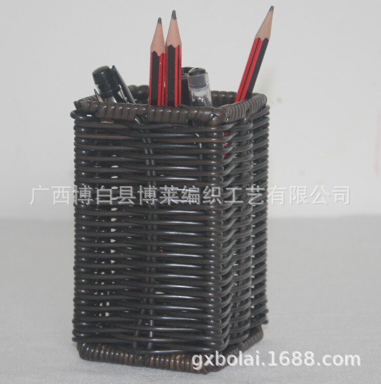 BSCI 认证源头厂家直供手编织篮收纳笔盒 书房办公桌 桌面笔筒