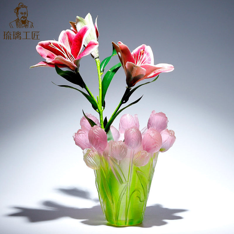 高档琉璃郁金香花瓶乔迁礼物