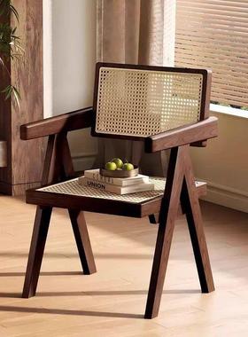 木椅子餐椅阳民CIL台家用宿简约日闲式昌实迪加尔靠背藤椅休藤编