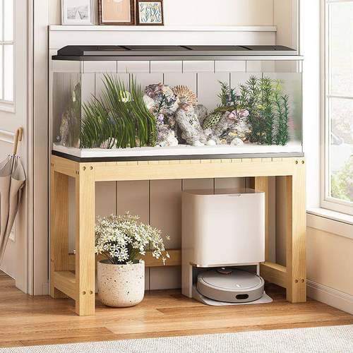 单缸层鱼架实小桌子木置物架木架客扫地机柜底柜展示厅XAI架实木