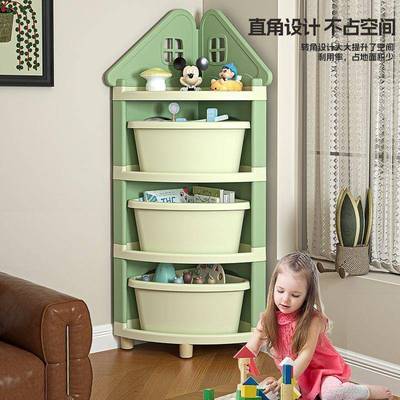 儿童置玩收具转收纳物架靠墙角纳柜落地多层玩具书81738本架杂物
