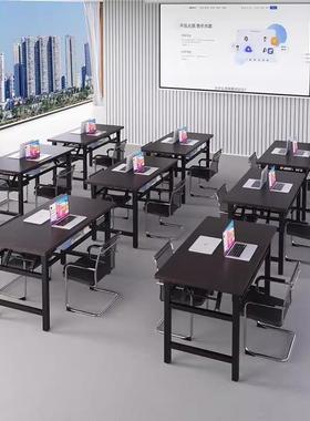 折叠简易电脑桌出可租屋台学习桌双人办桌MFF小式型会议桌公长方