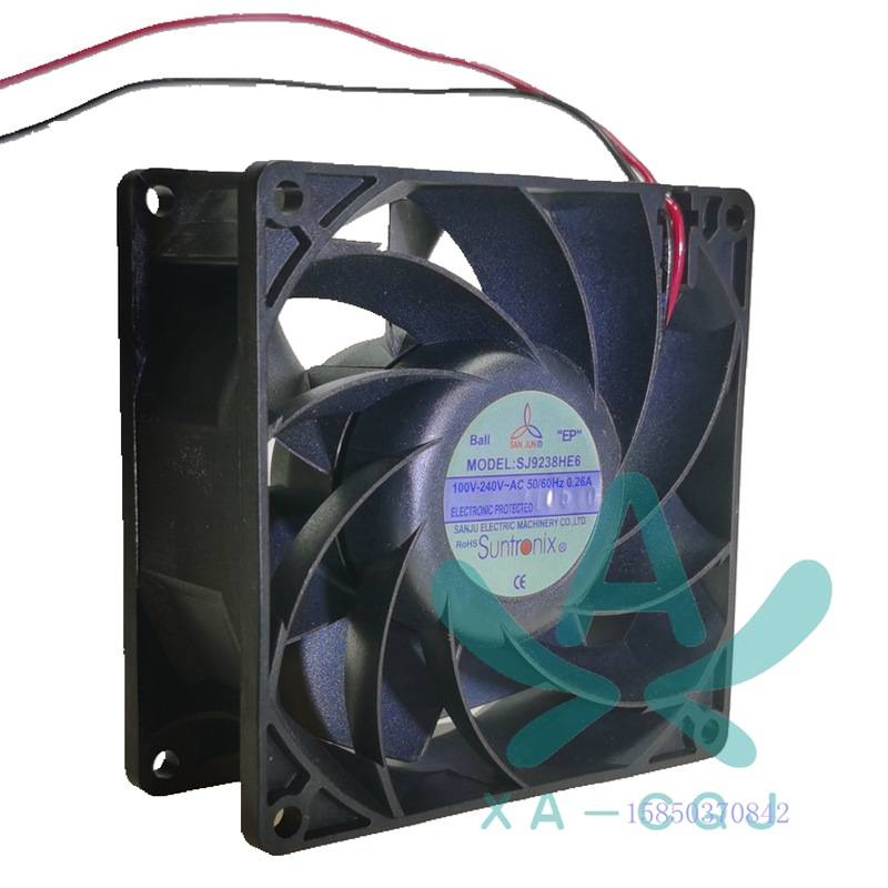 SJ9238HE2 9238EC 220V原装三巨 大风量 充电柱 电源电脑散热风扇