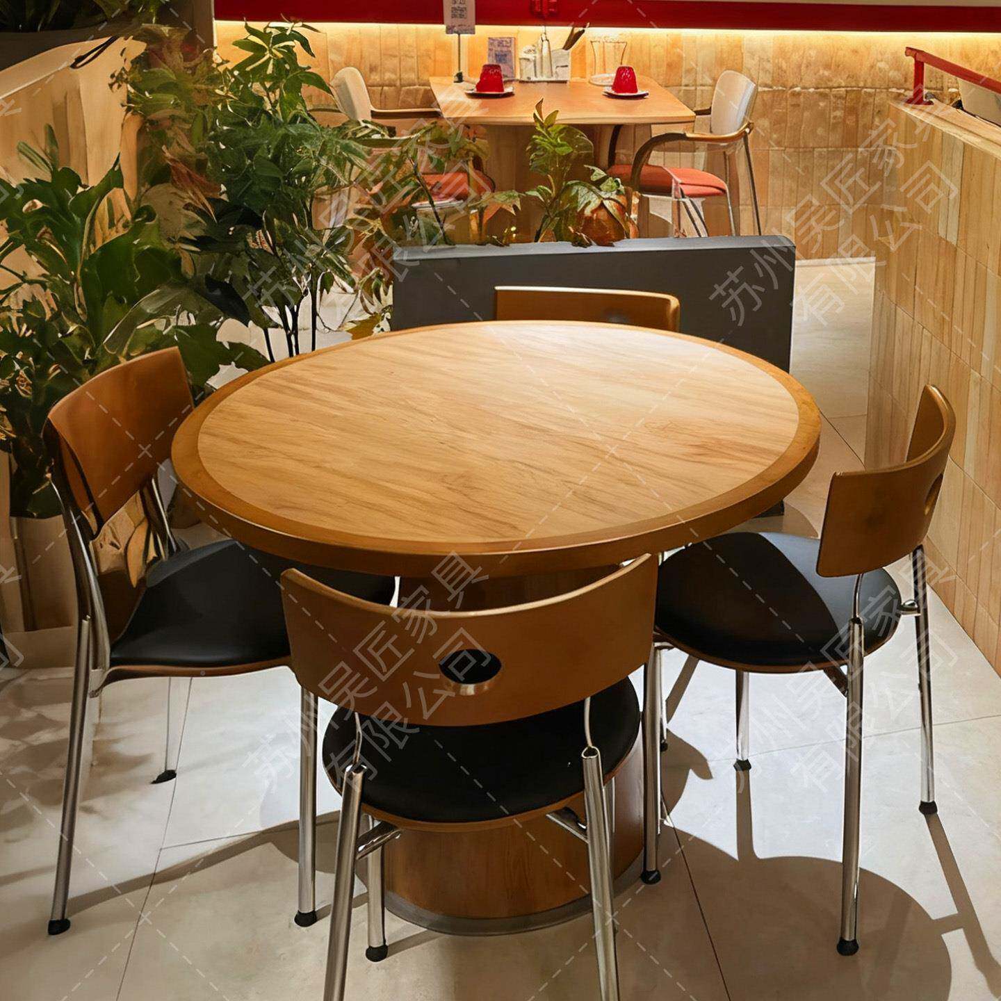 创意主实木店用无品牌/餐桌漂亮饭融合菜题餐饮桌椅榆木橡木商方