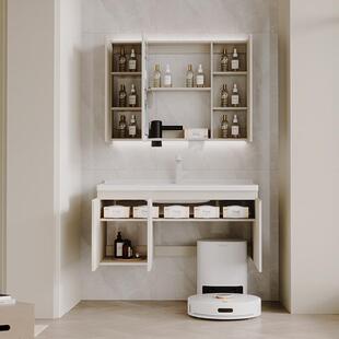 GZZ入室柜Q3镜奶油智能浴室柜嵌扫地机器人挂墙式GEB一体陶瓷浴盆