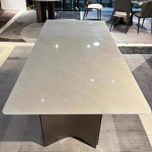 进口天然米兰玉石餐桌现代简奢约意式大子别TR米兰白白墅大理石桌