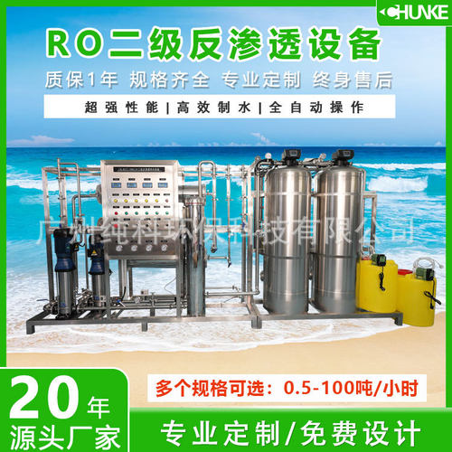 水处理设备工业纯净水制水设备1000L双级RO反渗透水处理系统