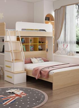 儿童高床上下学铺交错36150上式下床双层床上床下空生床低书桌床