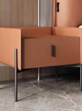 现XJV代网轻奢皮质红柜子简创意置物柜整装床头柜现代约家用风床