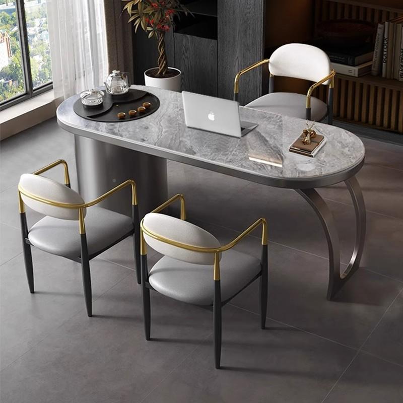 轻奢岩板合桌阳台家用茶台泡现代办公室茶桌椅组小型茶茶几WH-SJX